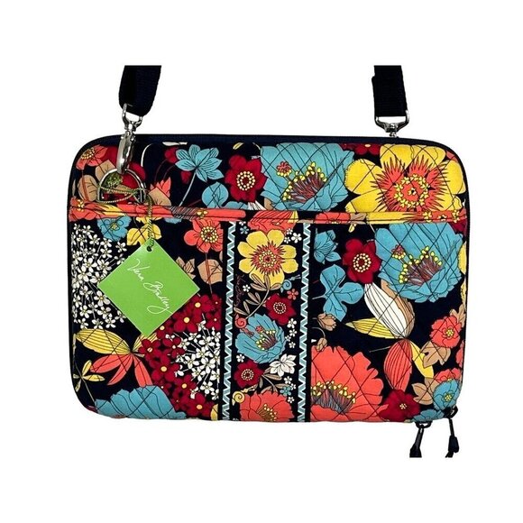 Vera Bradley Bag Women Mini Laptop Case Red Floral Travel Snails Boho 80s Retro - Picture 1 of 14